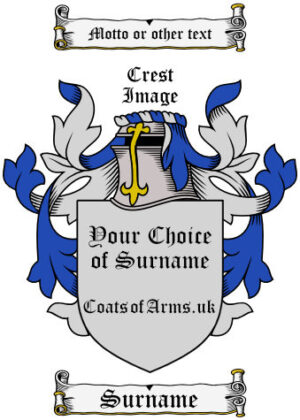 Your Choice of Coat of Arms Family Crest Digital Image Download