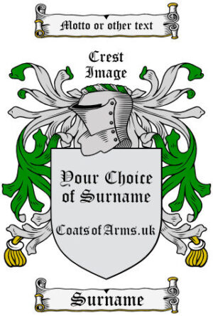 Your Choice of Coat of Arms (Family Crest) Image