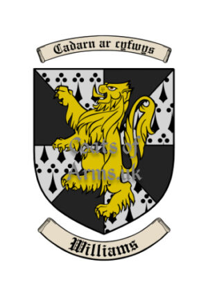 Williams Welsh Surname Shield (Coats of Arms or Family Crests)